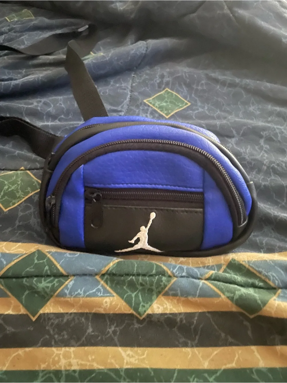 Jordan Blue and Black Mini Pouch with White Jumpman